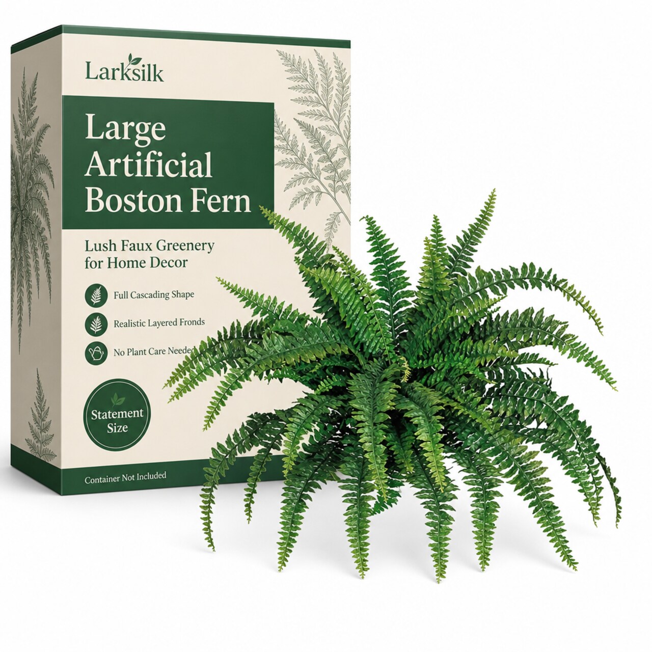 Set of 2 Boston Fern Plants 60 Silk Fronds, 48" Wide | UV Resistant Décor | Floral Home®